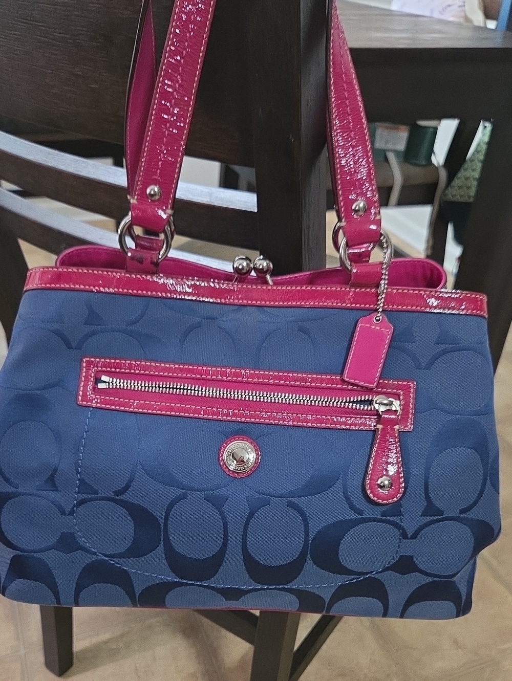 Coach Blue And Pink Shoulder Bag